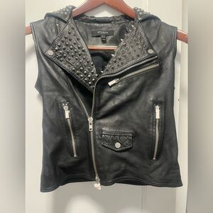 Muubaa Black Studded Leather Biker Vest